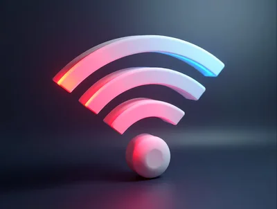 3D Rendered Neon Wi-Fi Symbol Icon
