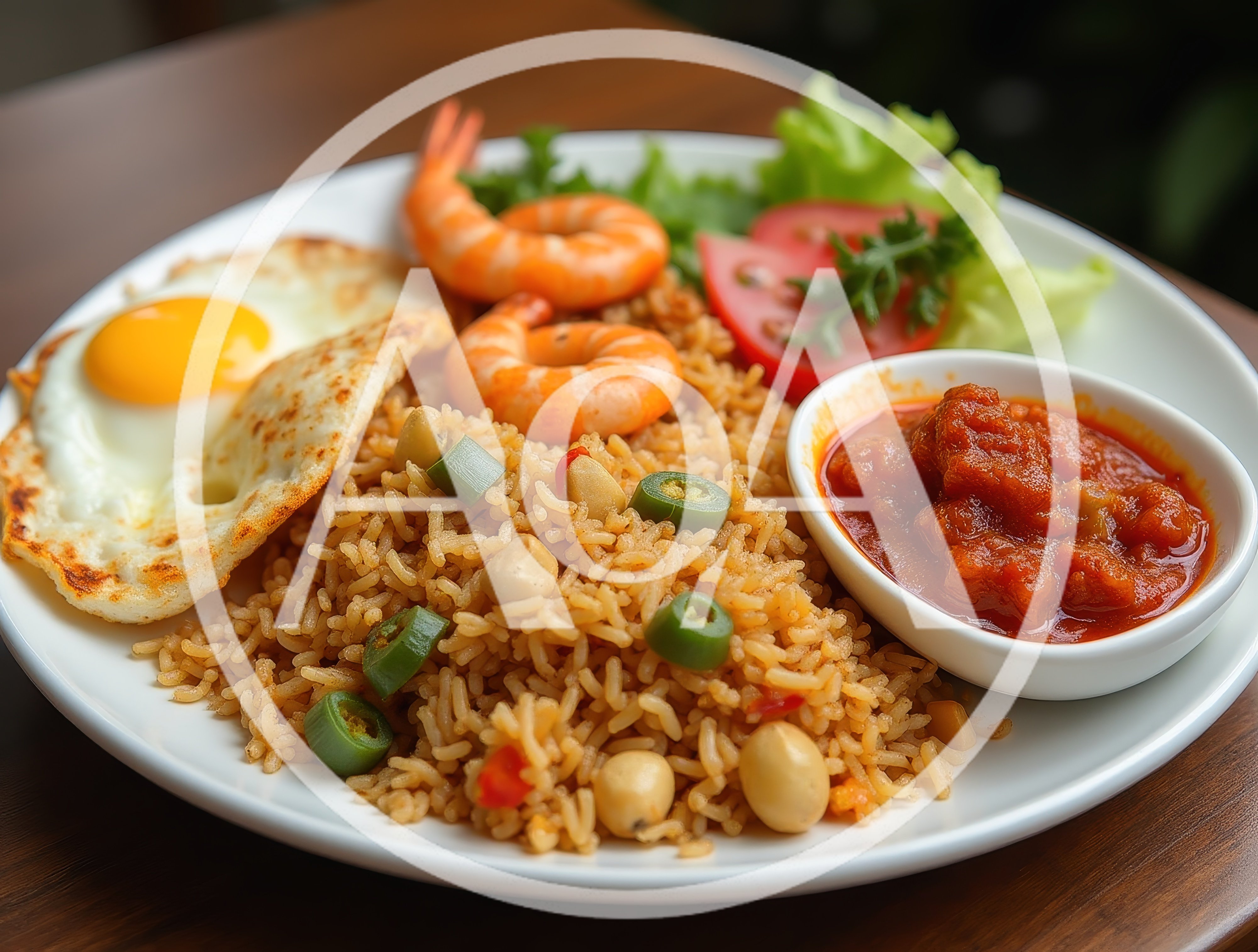 Nasi Goreng Fried Rice With Shrimp And Fried Egg