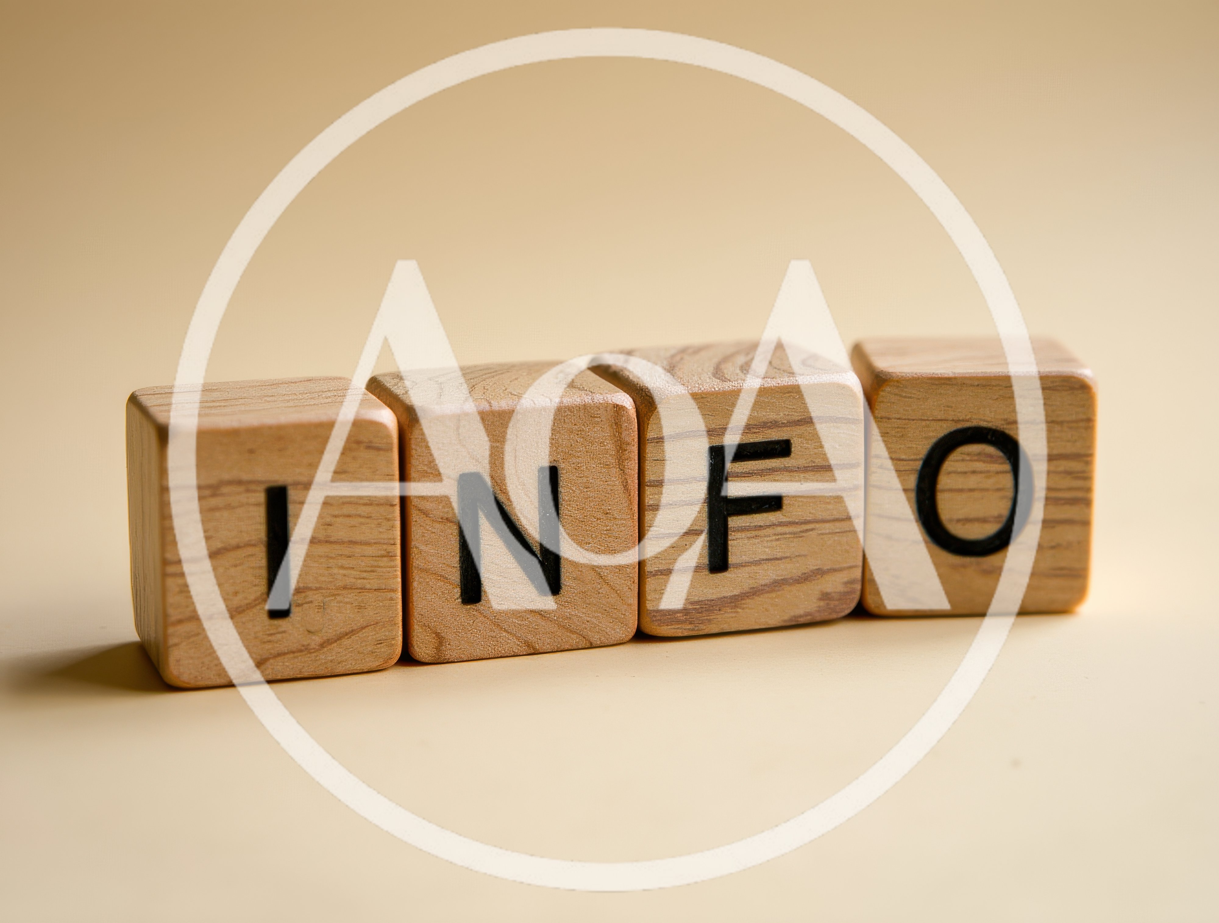 Wooden Blocks Spelling Info On A Beige Background