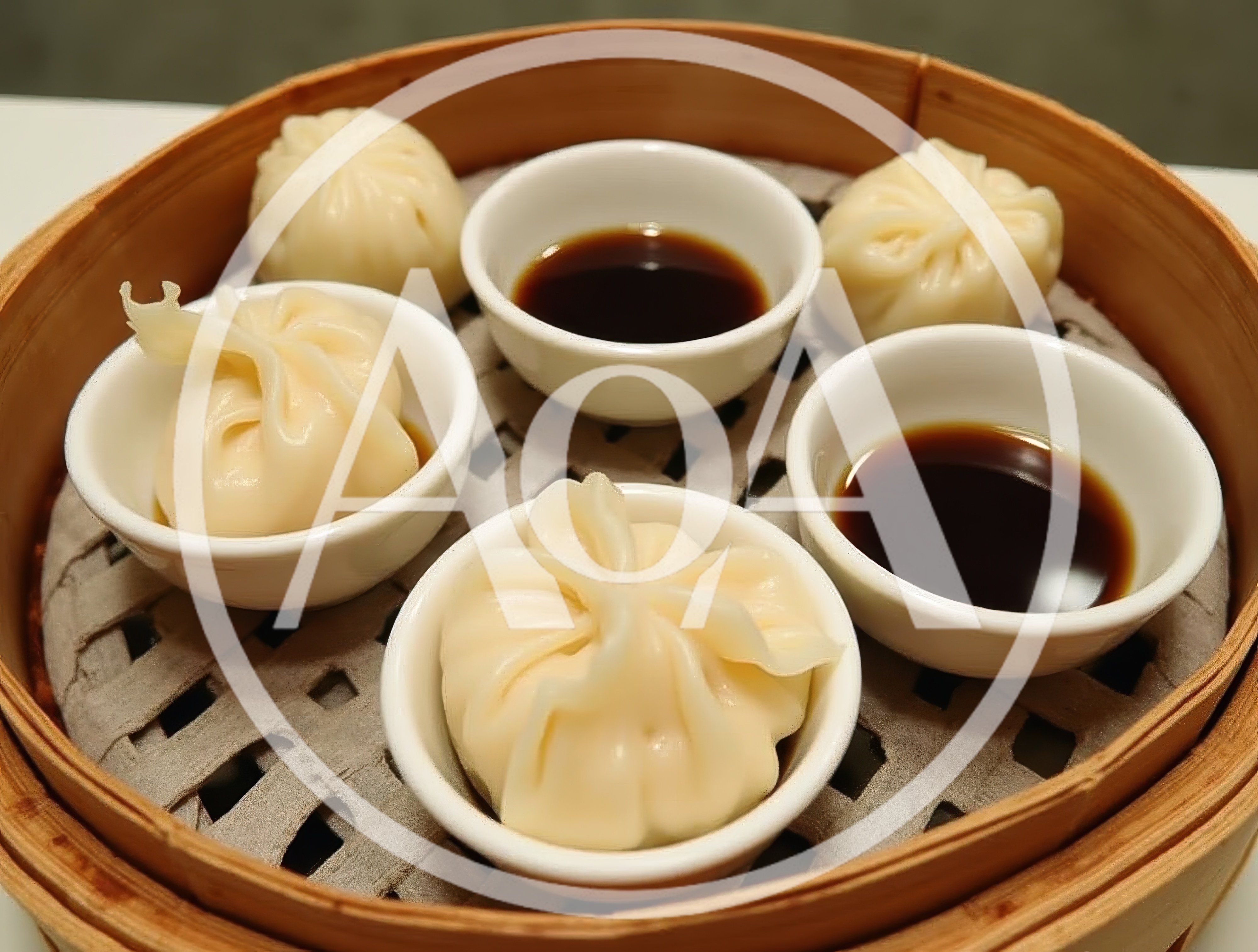 Steamed Soup Dumplings Served In Bamboo Steamer