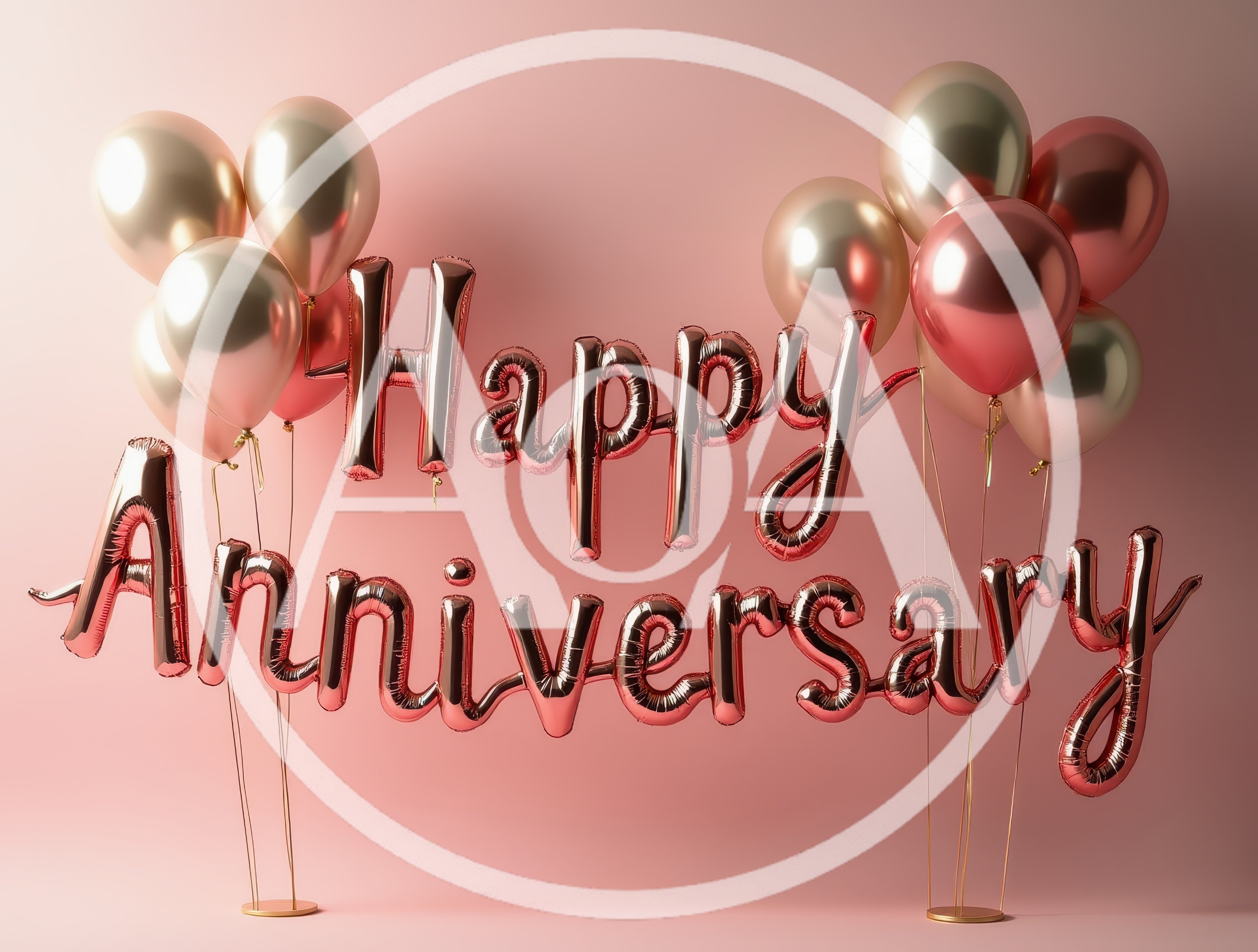 Rose Gold Happy Anniversary Balloon Lettering