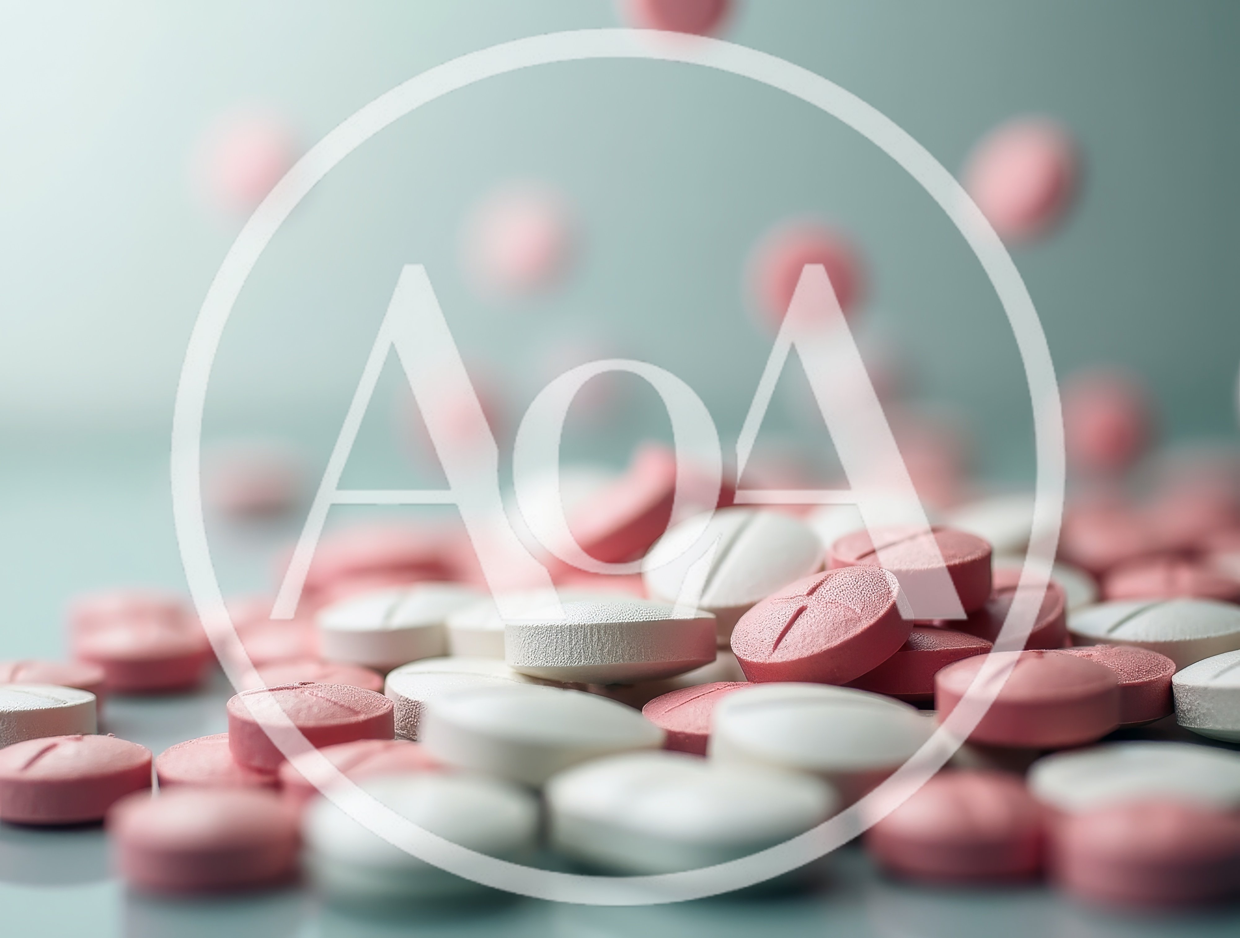 Pink And White Medical Pills Falling On Surface