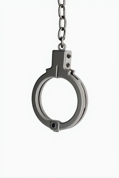 Single Metal Handcuff Hanging From A Chain