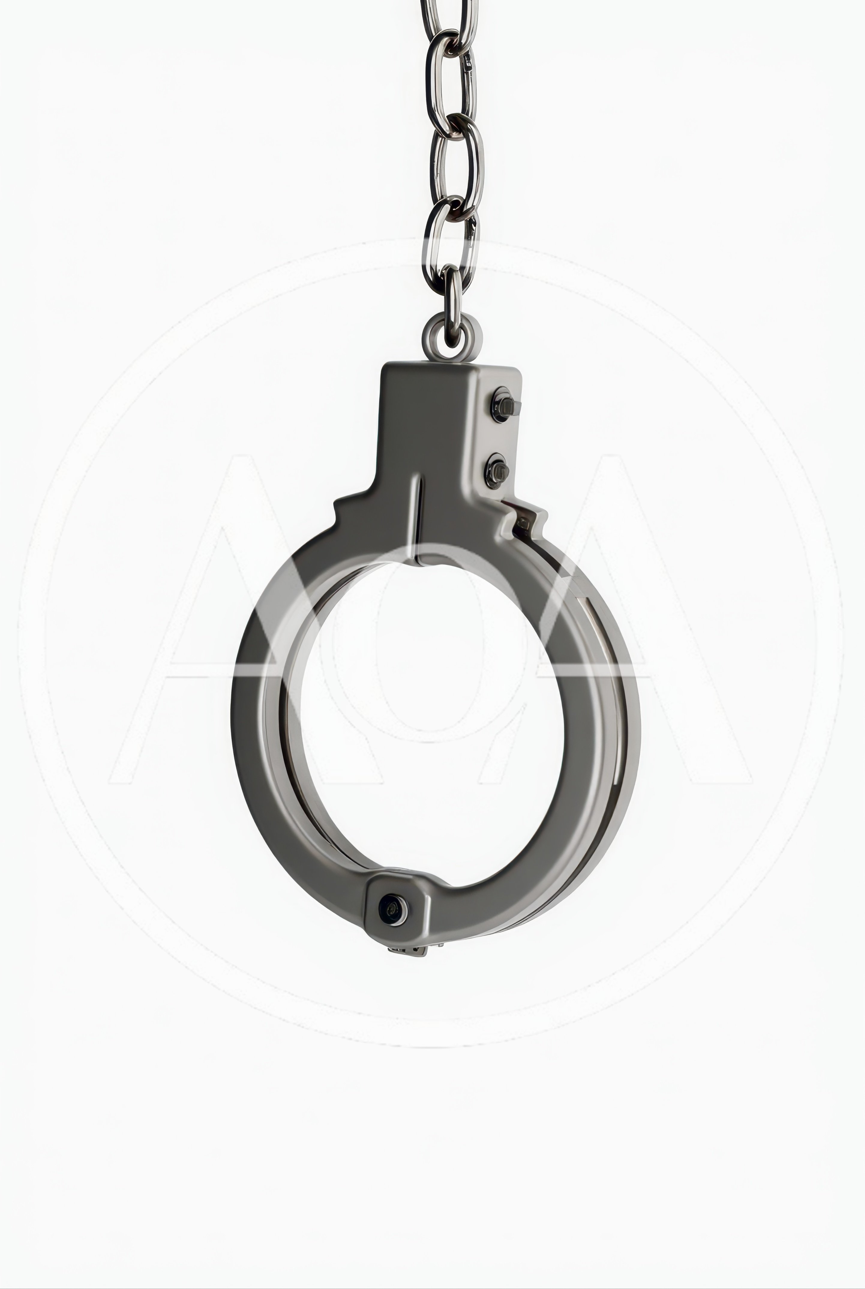 Single Metal Handcuff Hanging From A Chain