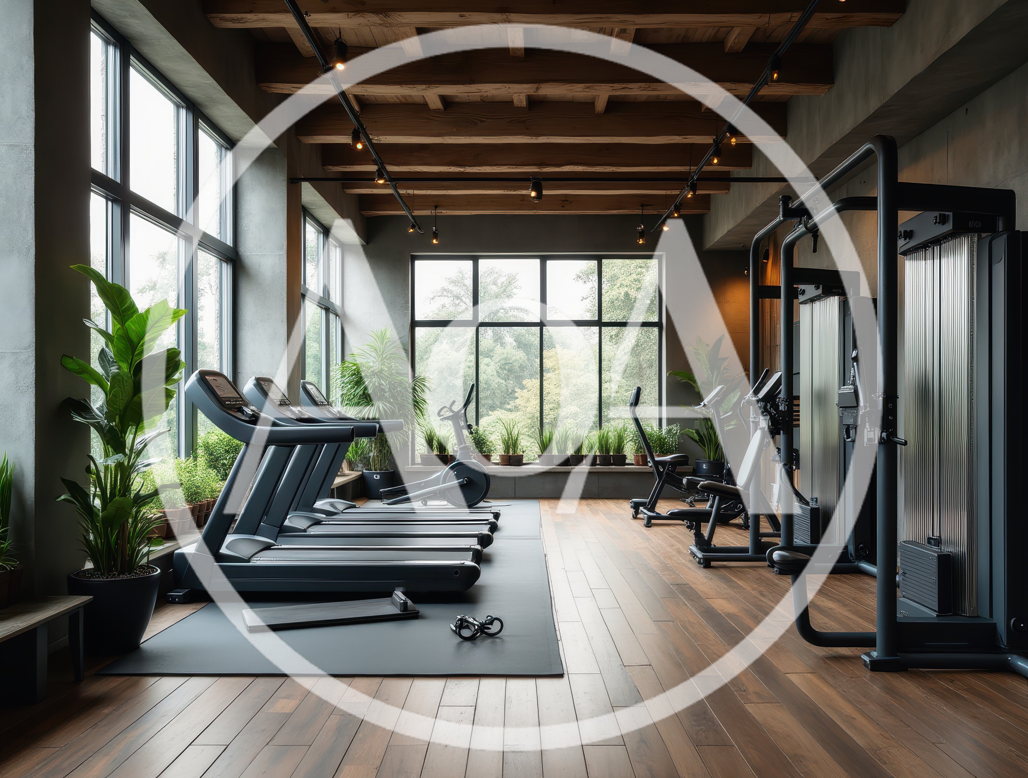 Modern Gym Interior With Treadmills And Strength Equipment