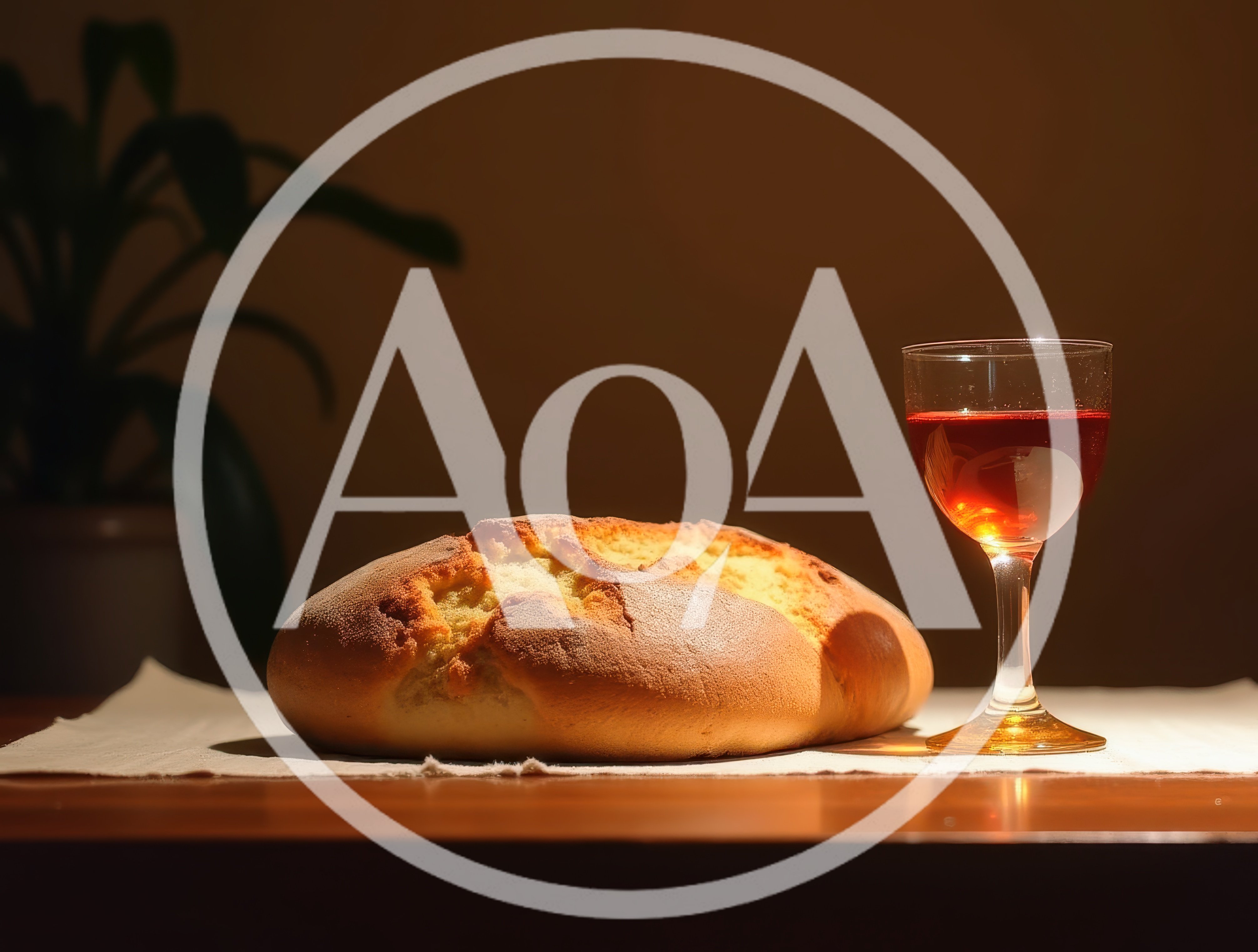 Fresh Loaf Of Bread And Glass Of Red Wine