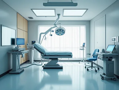 Modern Medical Examination Room With Surgical Equipment