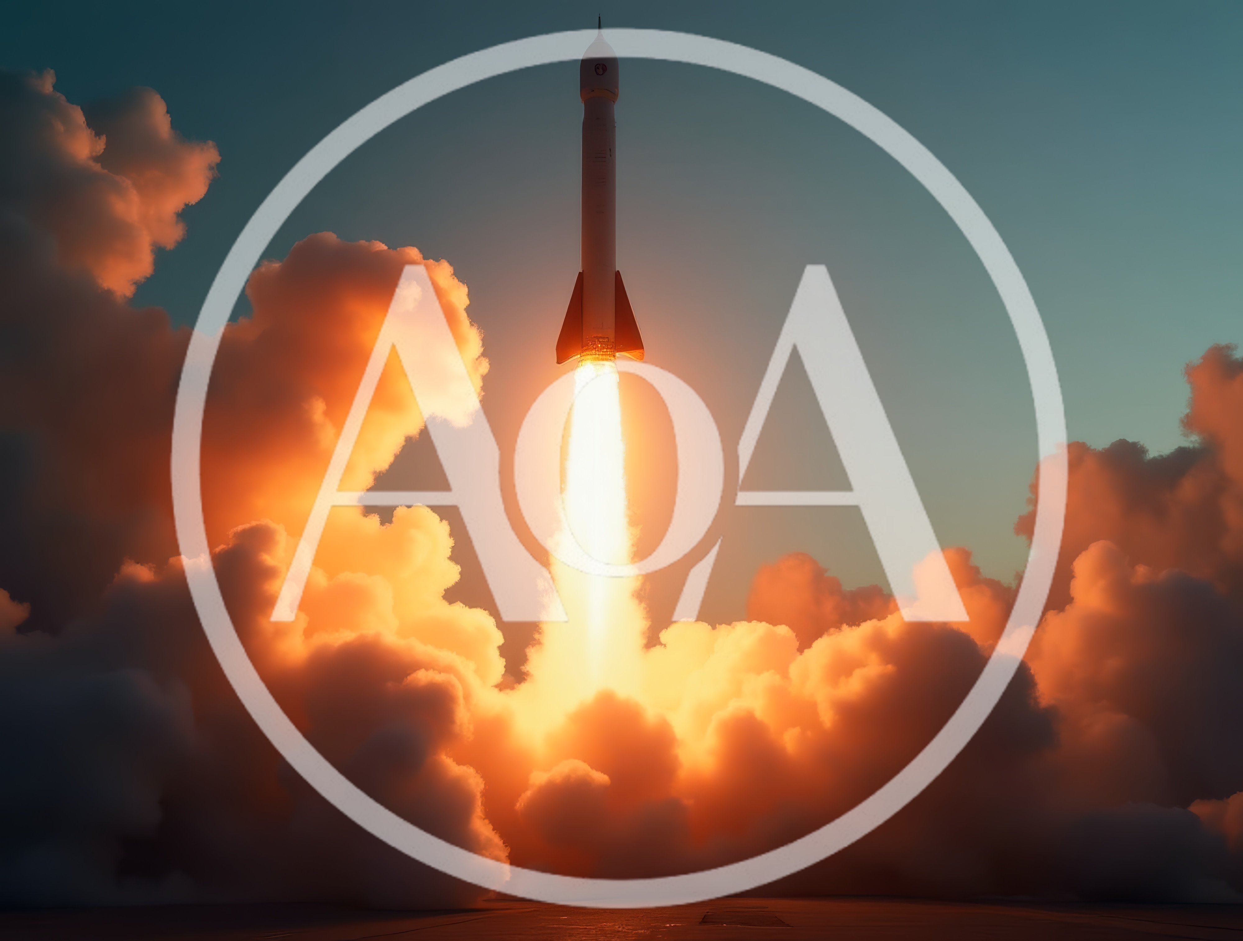 Rocket Launching Into The Sky With Clouds
