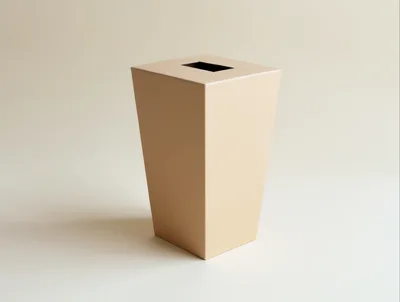 Minimalist Beige Trash Can On Plain Background