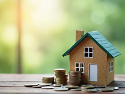 Miniature House Model With Stacks Of Gold Coins