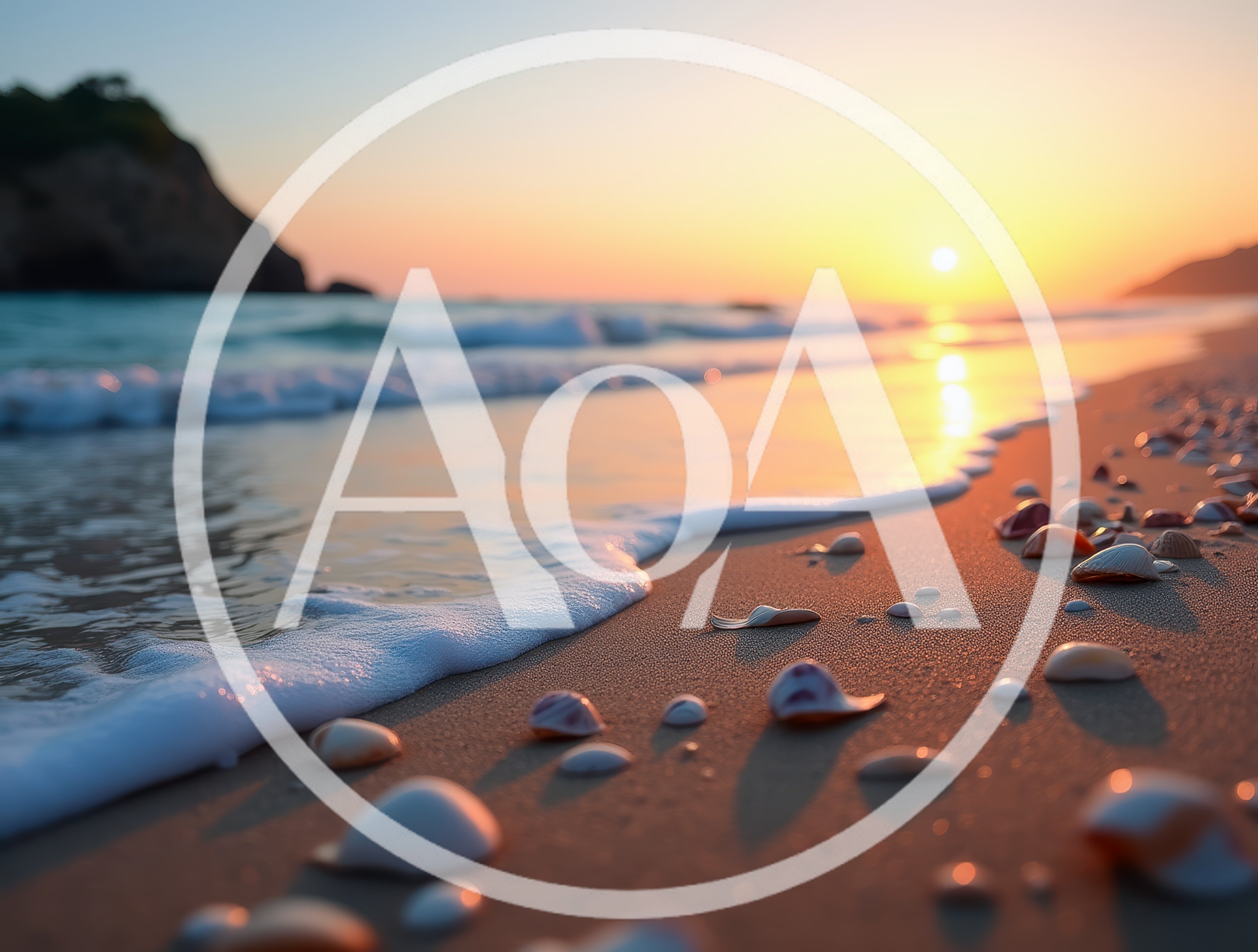 Seashells Scattered On A Sandy Beach At Sunset
