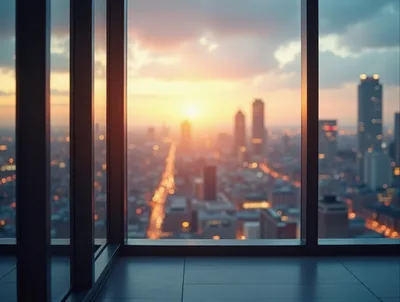 Sunset View Over A Modern City Skyline