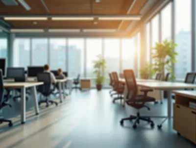 Modern Open Plan Office Workspace With Employees