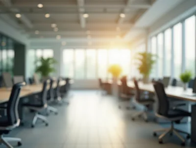 Modern Open Plan Office Interior With Sunlight