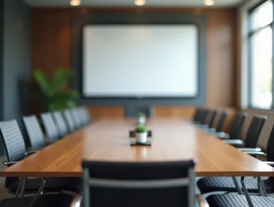 Empty Modern Conference Room With Large Projection Screen