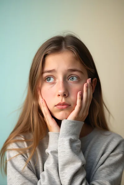 Portrait Of A Concerned Young Girl