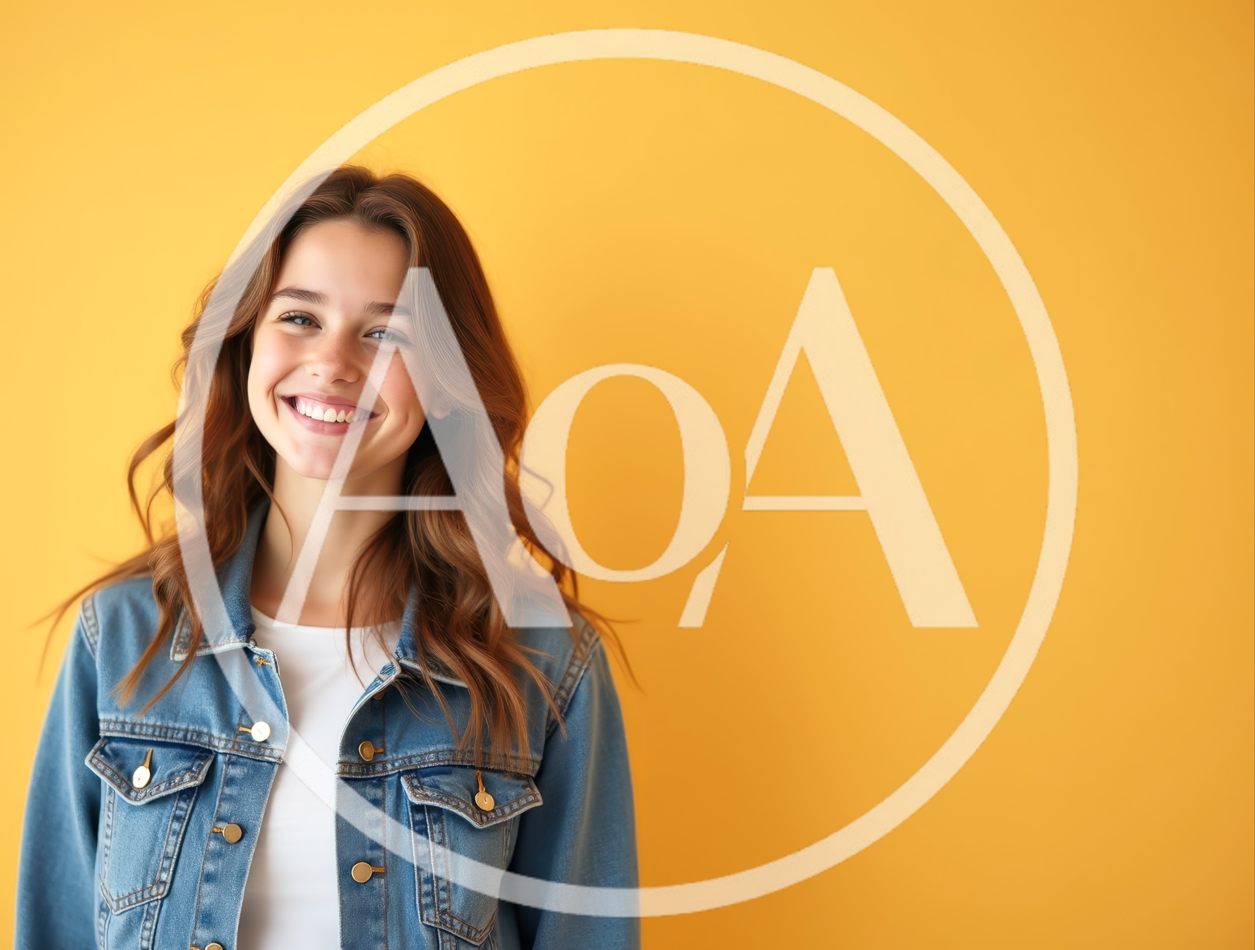 Smiling Young Woman Wearing Denim Jacket