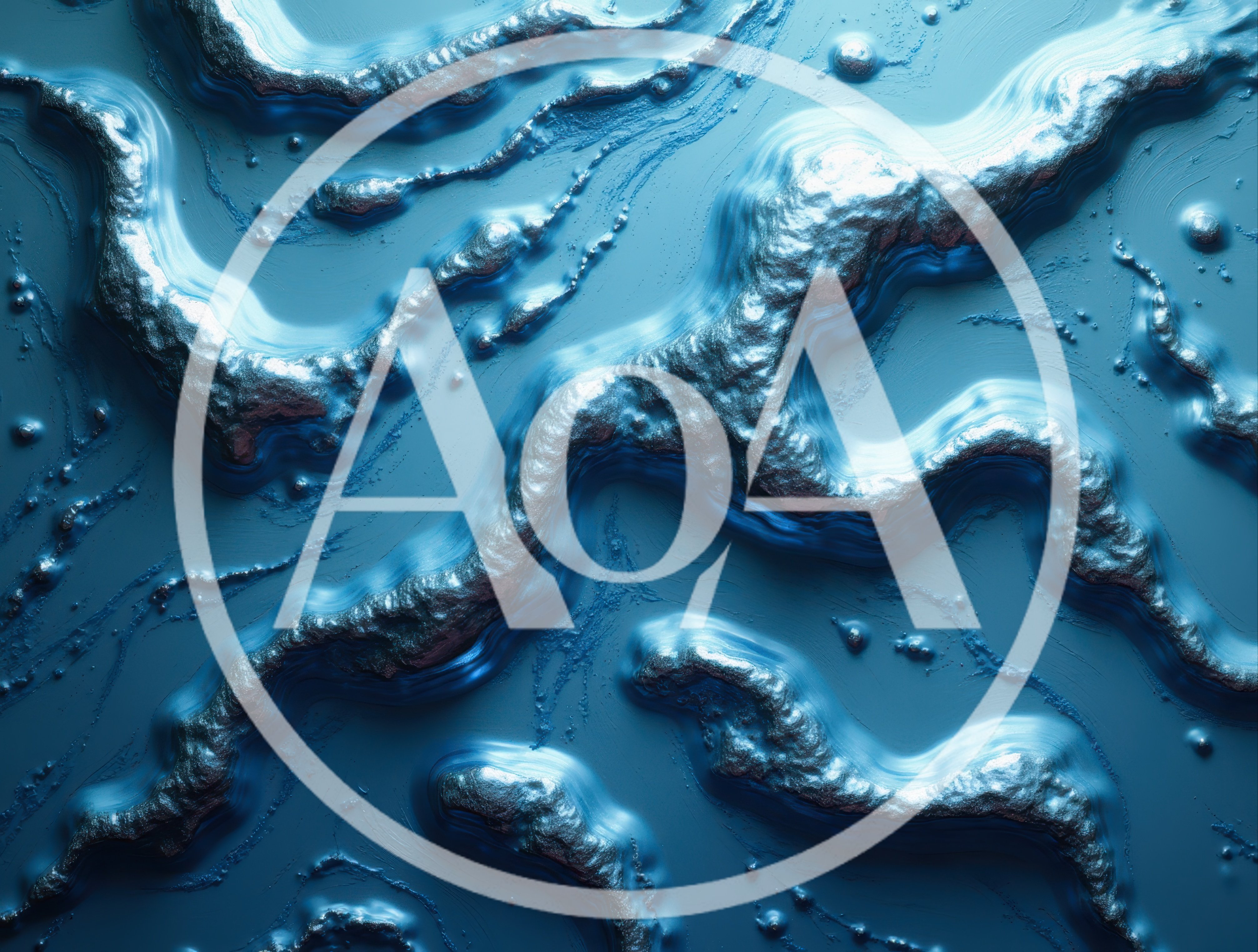 Abstract Liquid Metal Flowing In Blue Tones
