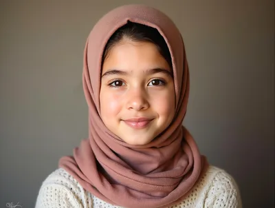 Portrait Of A Young Girl Wearing A Hijab