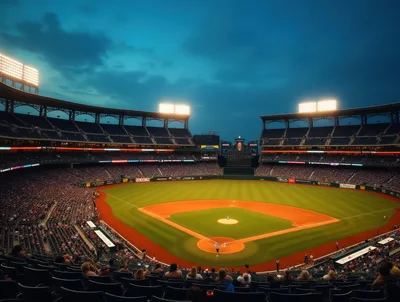 Wide Angle View Of A Major League Baseball Stadium
