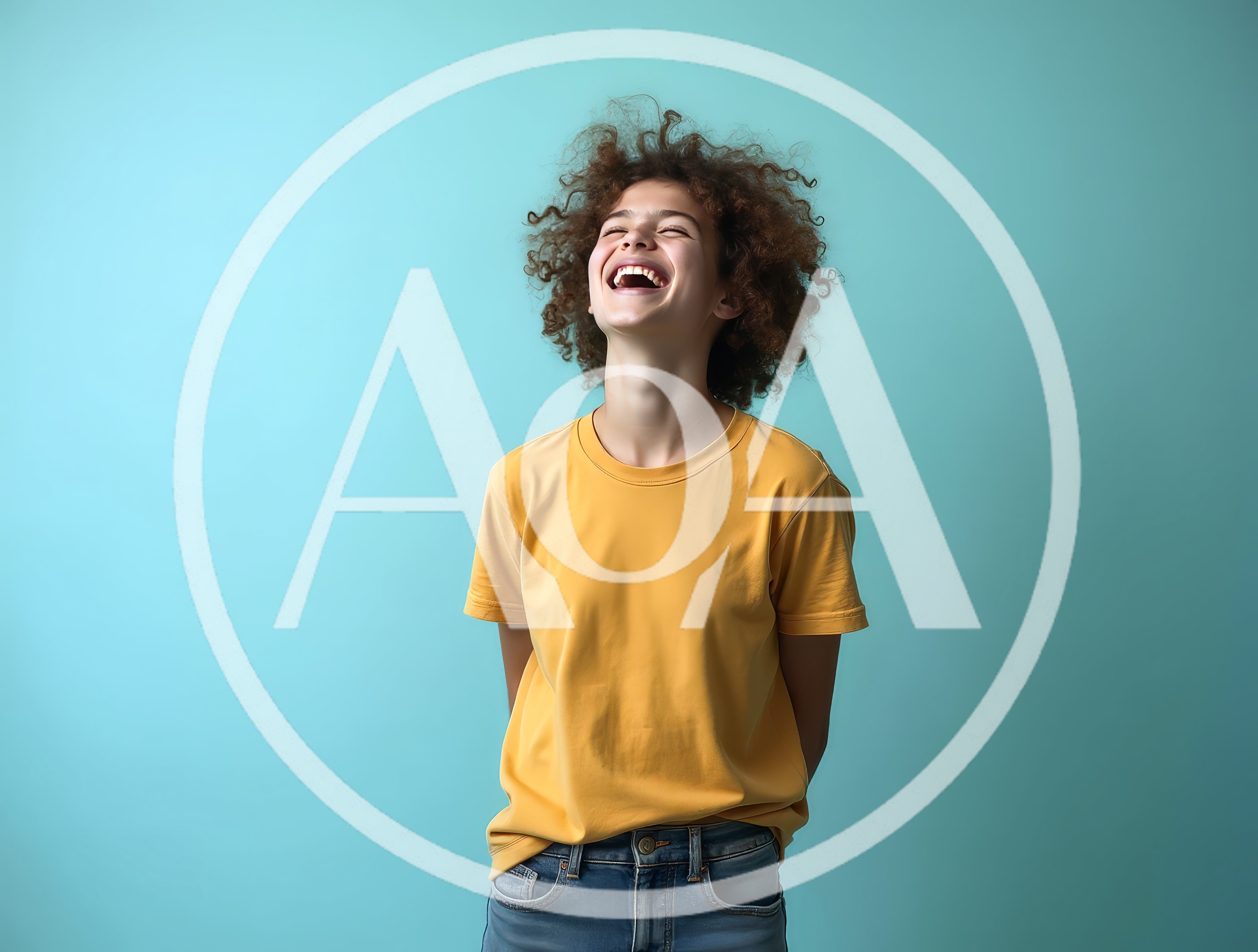 Young Woman With Curly Hair Laughing Joyfully