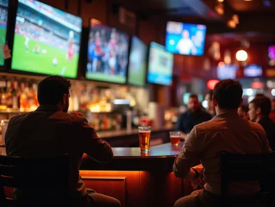 Two Men Watching Sports At A Bar
