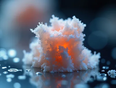 Glowing White Crystalline Substance On Reflective Surface
