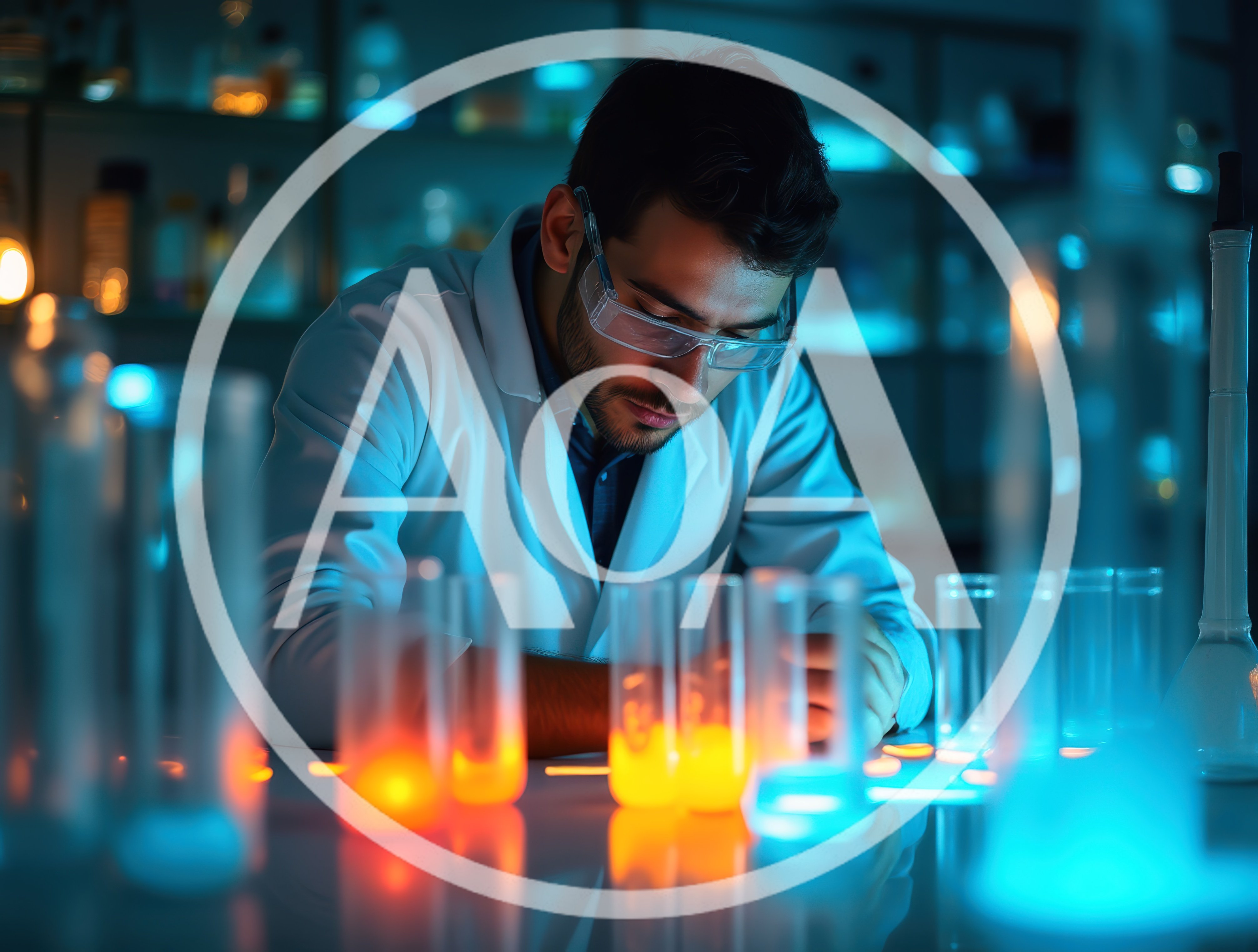 Scientist Conducting Research With Glowing Test Tubes