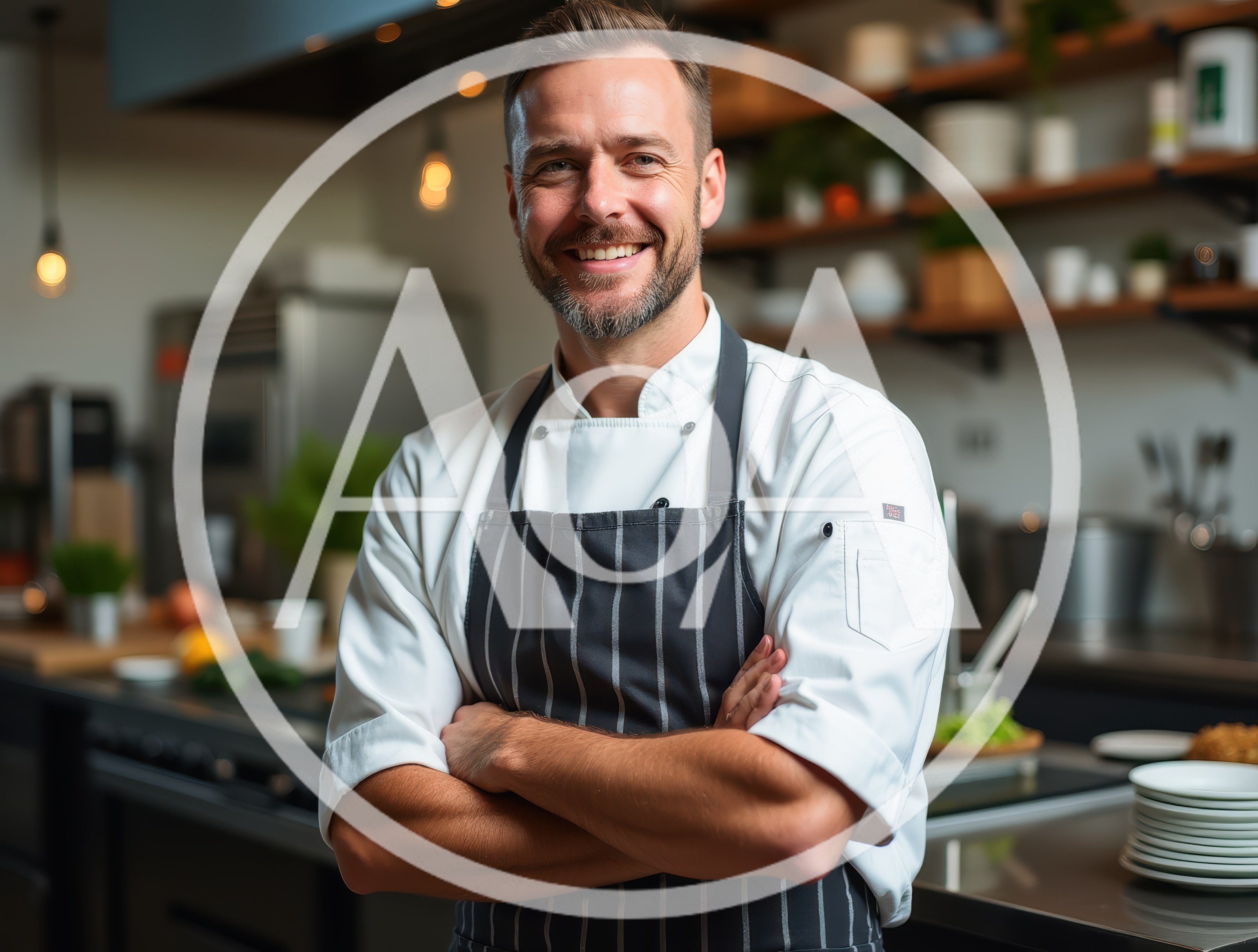 Professional Male Chef Standing In A Commercial Kitchen