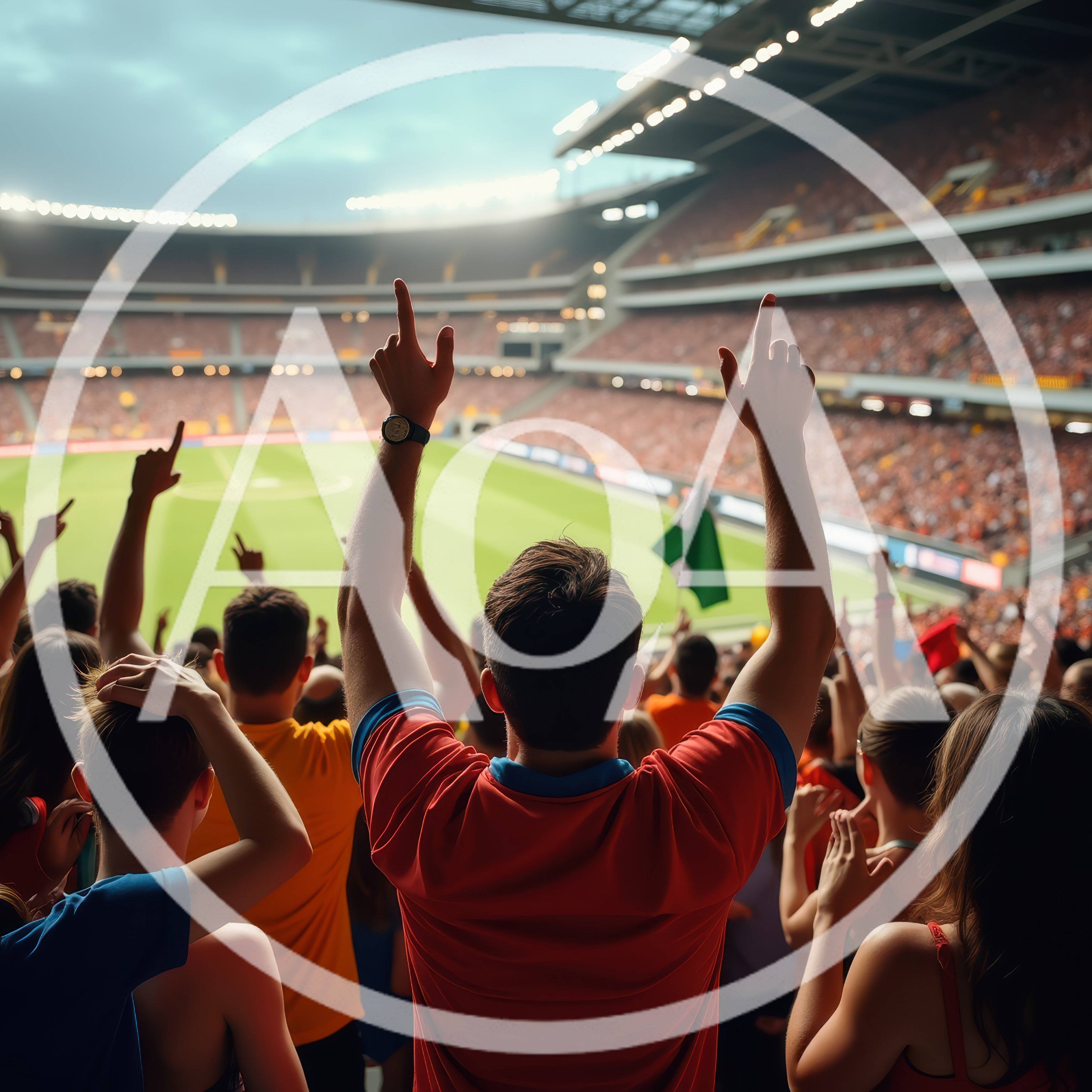 Excited Soccer Fans Cheering In A Packed Stadium