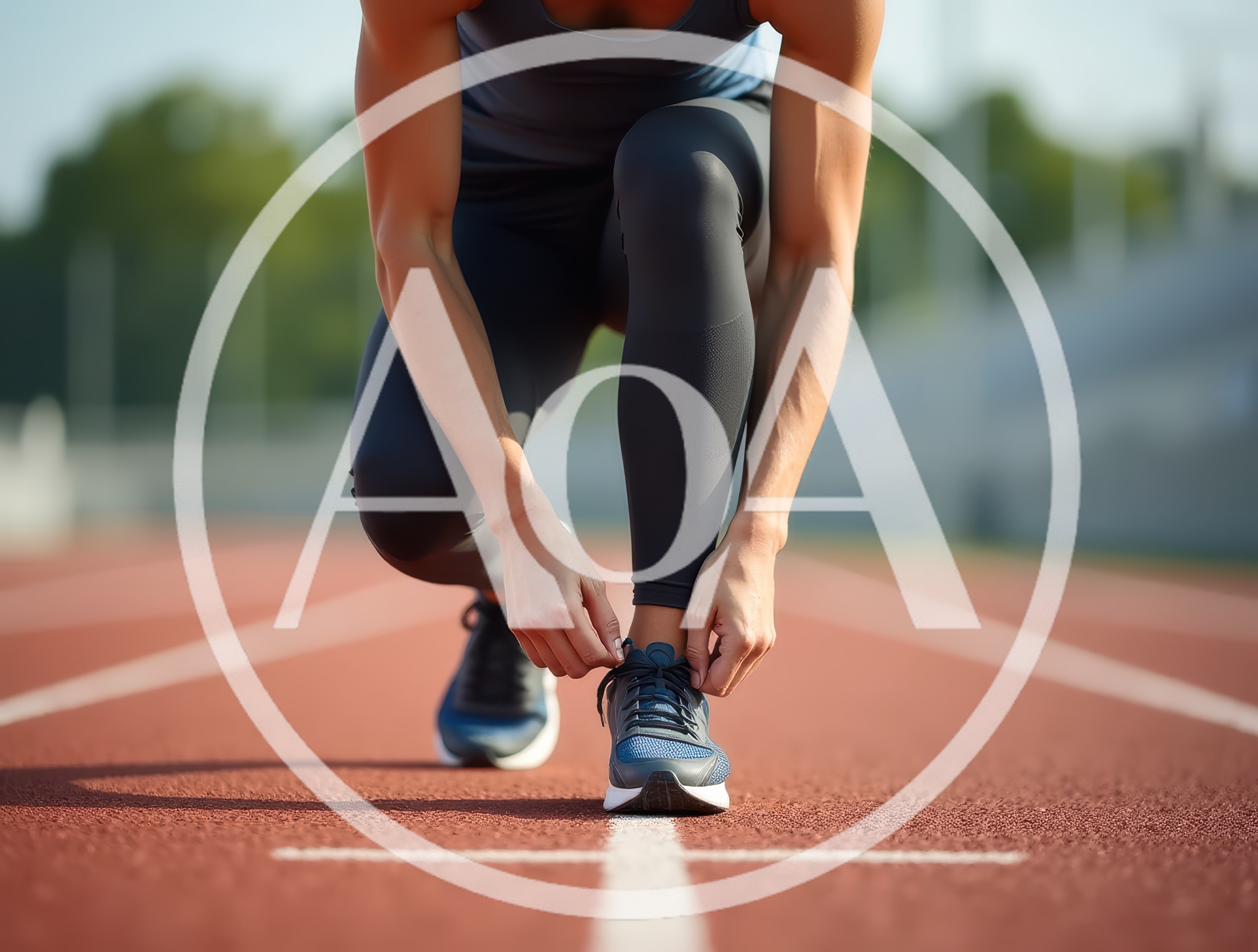 Athlete Tying Shoelaces On A Running Track