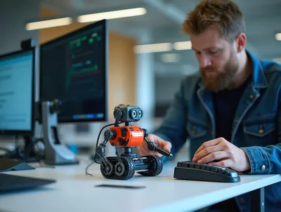 Software Engineer Programming A Small Robotic Toy