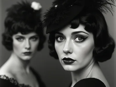 Two Elegant Women In Vintage 1920s Style Fashion