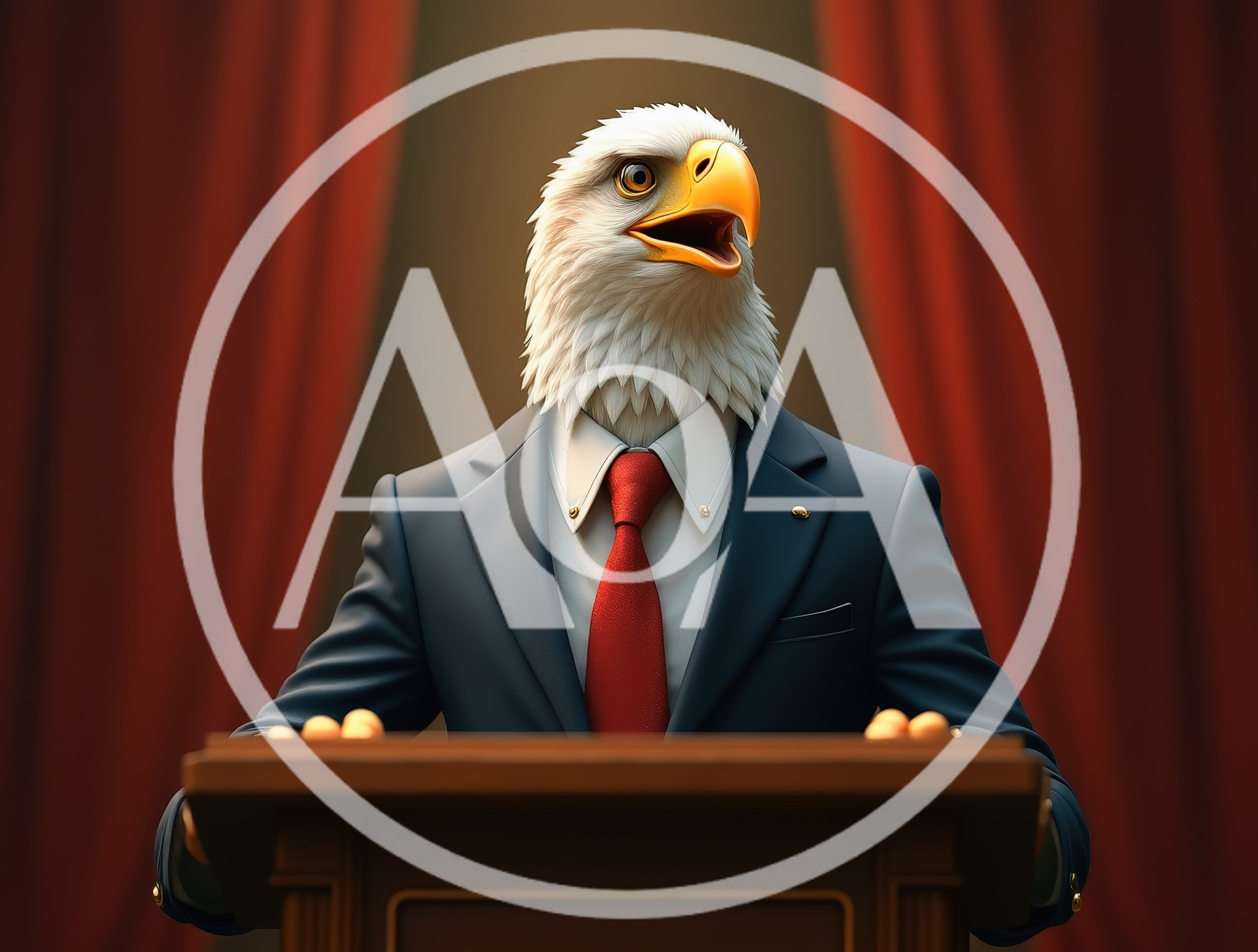 Bald Eagle Politician Speaking at a Podium