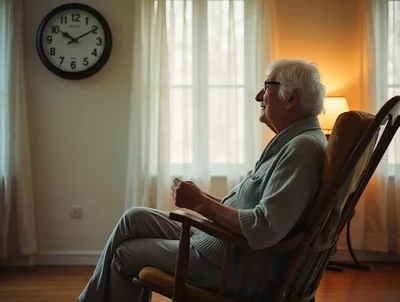 Elderly Person Sitting In A Rocking Chair