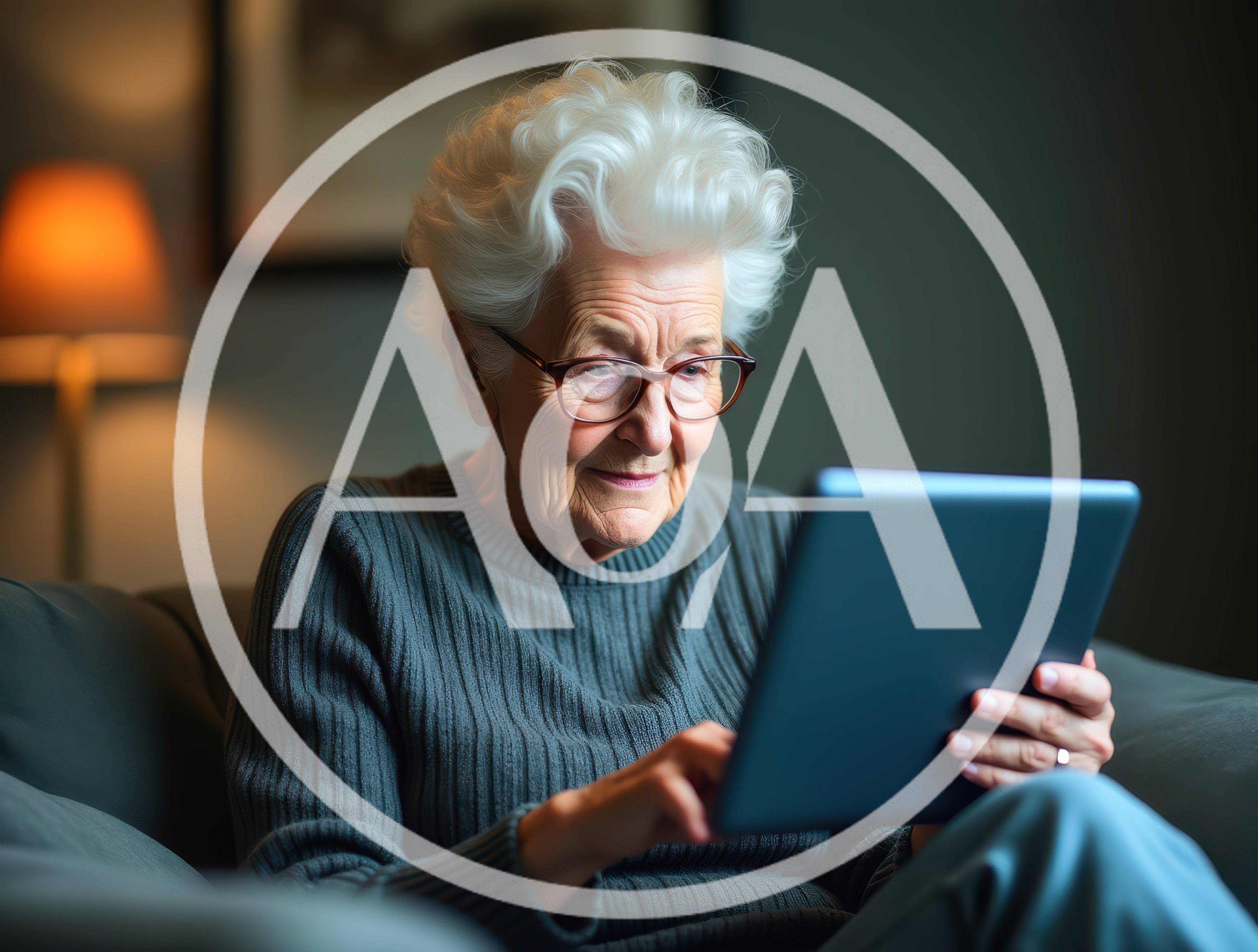 Elderly Woman Using Digital Tablet At Home