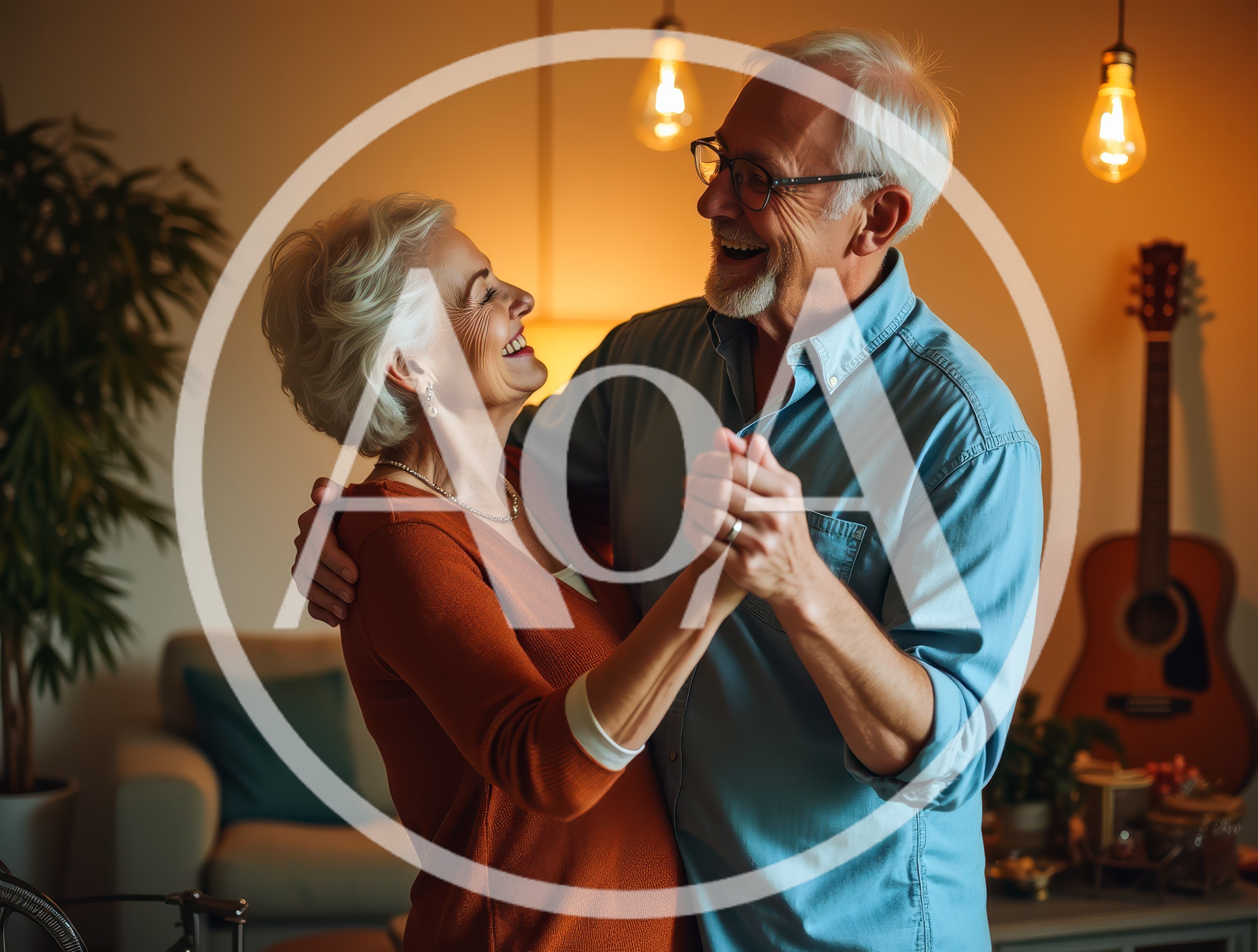 Happy Senior Couple Dancing Together At Home