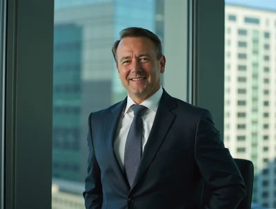 Professional Businessman Smiling In Modern Office Setting