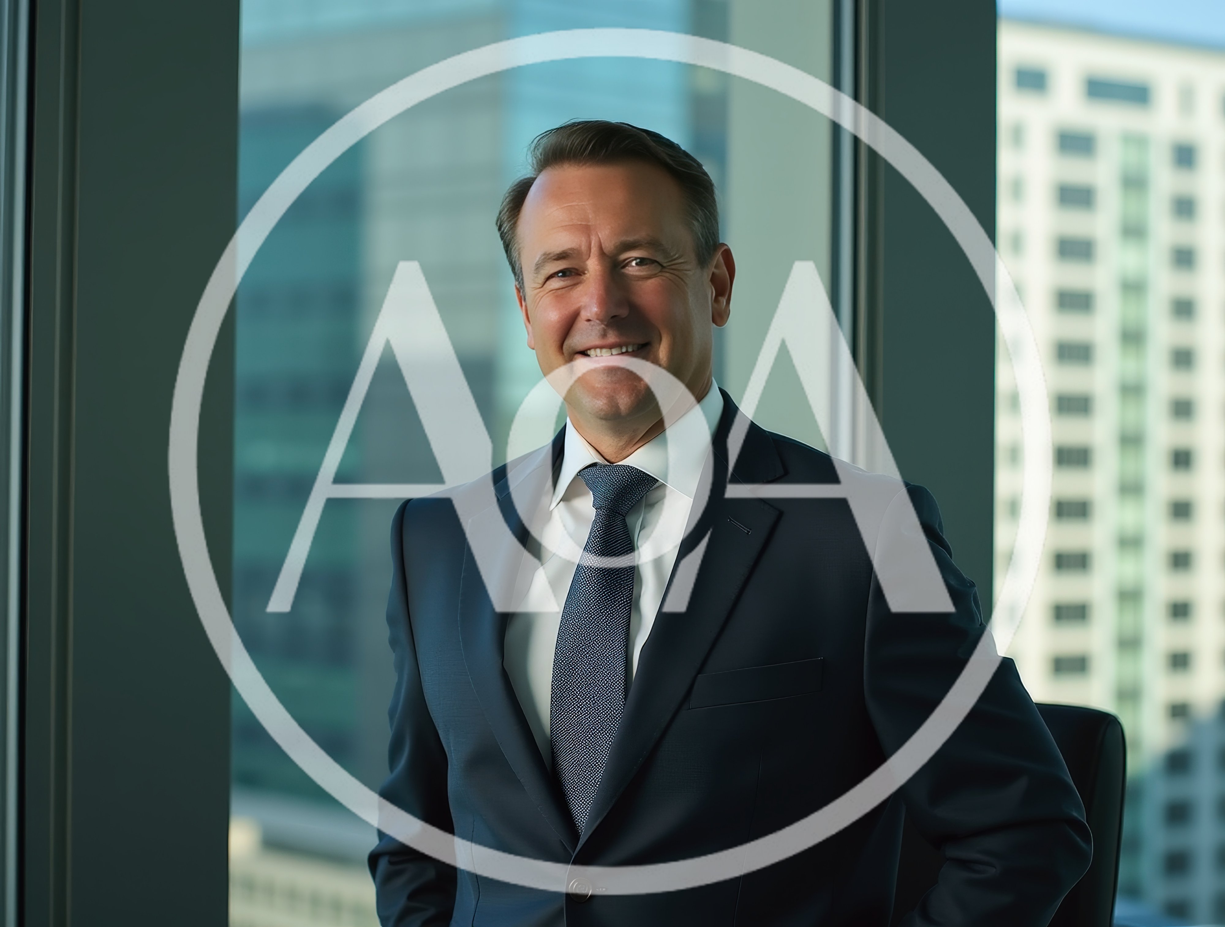 Professional Businessman Smiling In Modern Office Setting