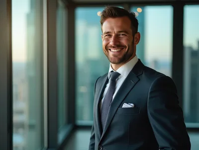 Professional Businessman Smiling In Modern Office High Rise