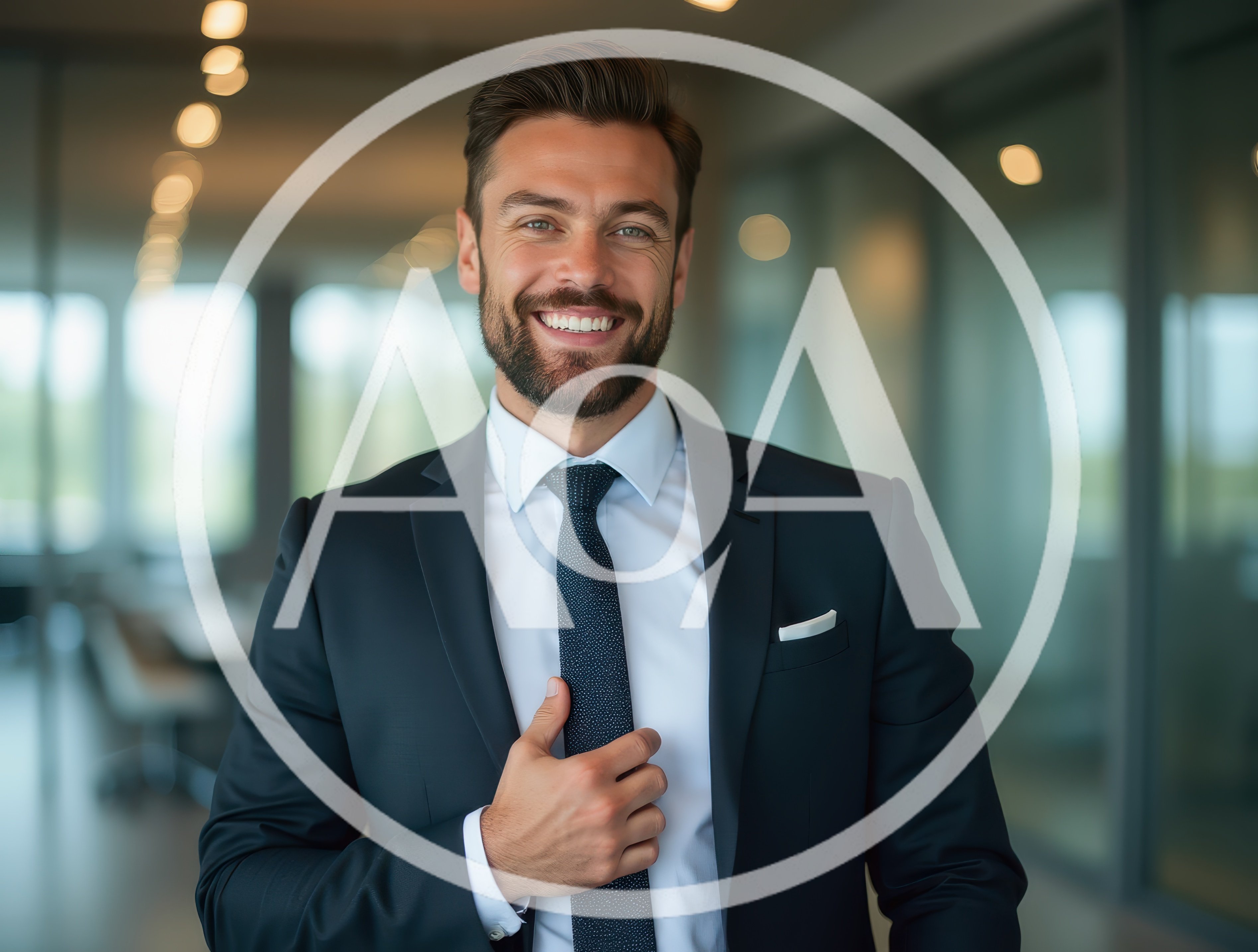 Professional Businessman Smiling In Modern Office Setting