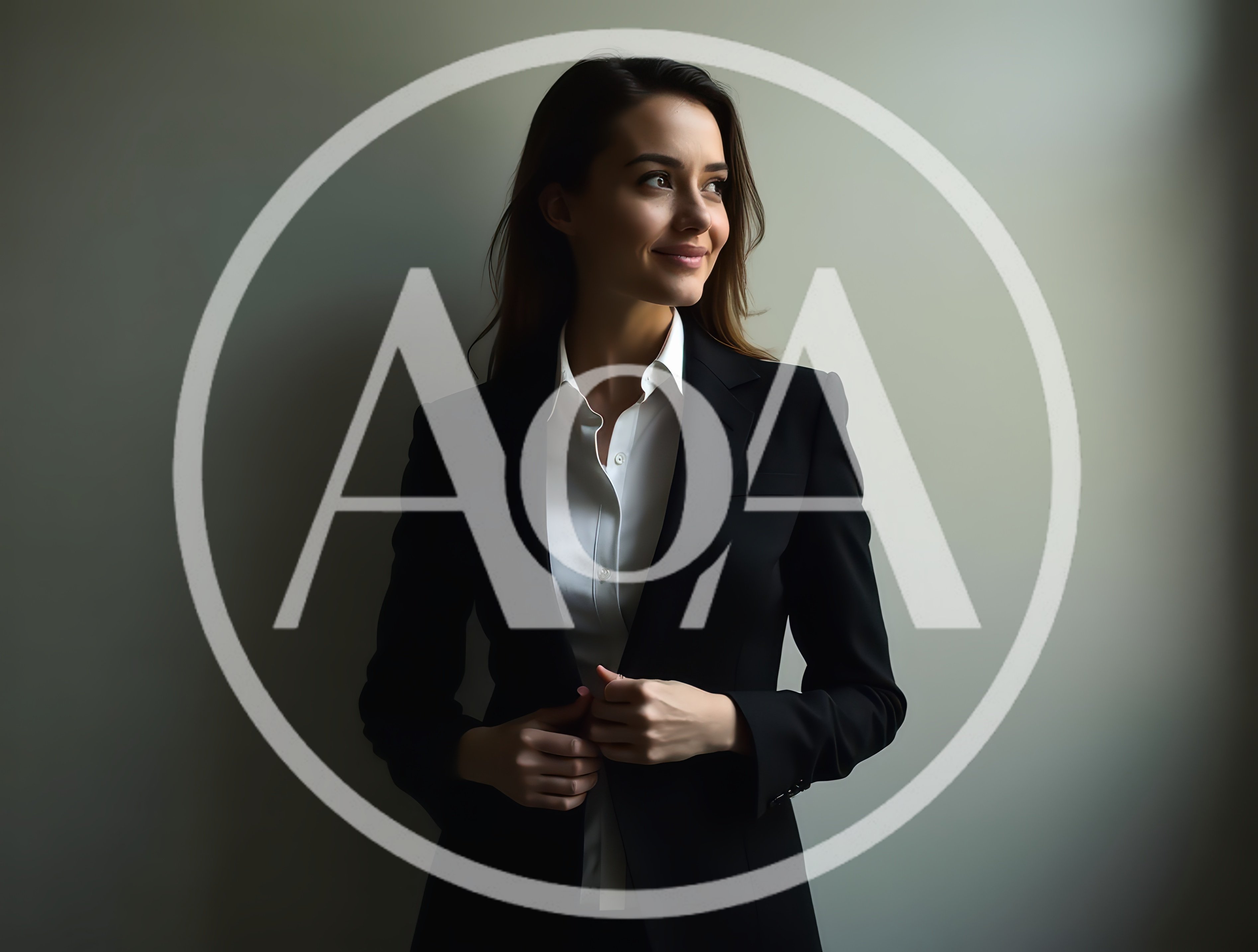 Professional Businesswoman Adjusting Her Black Suit Jacket