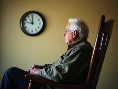 Elderly Man Sitting In A Rocking Chair