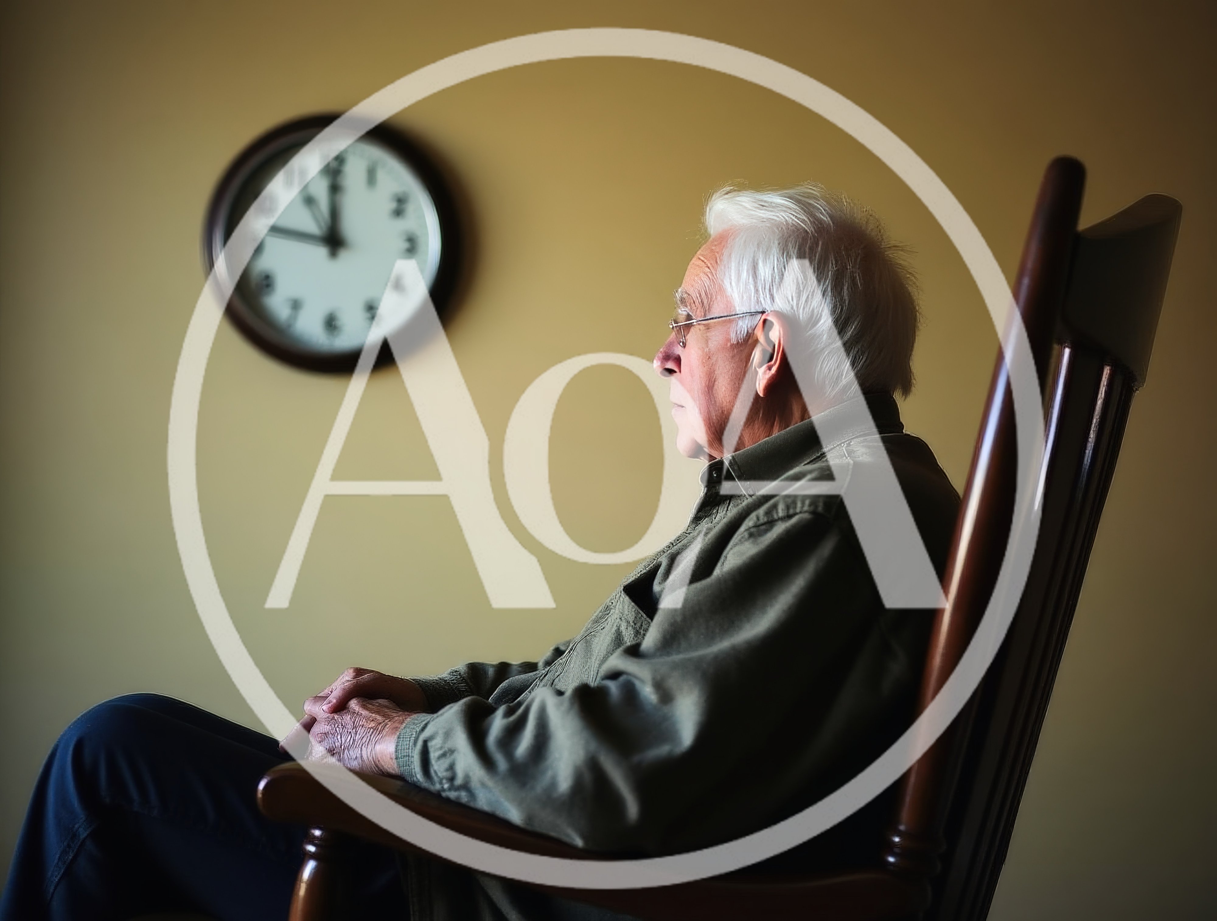Elderly Man Sitting In A Rocking Chair
