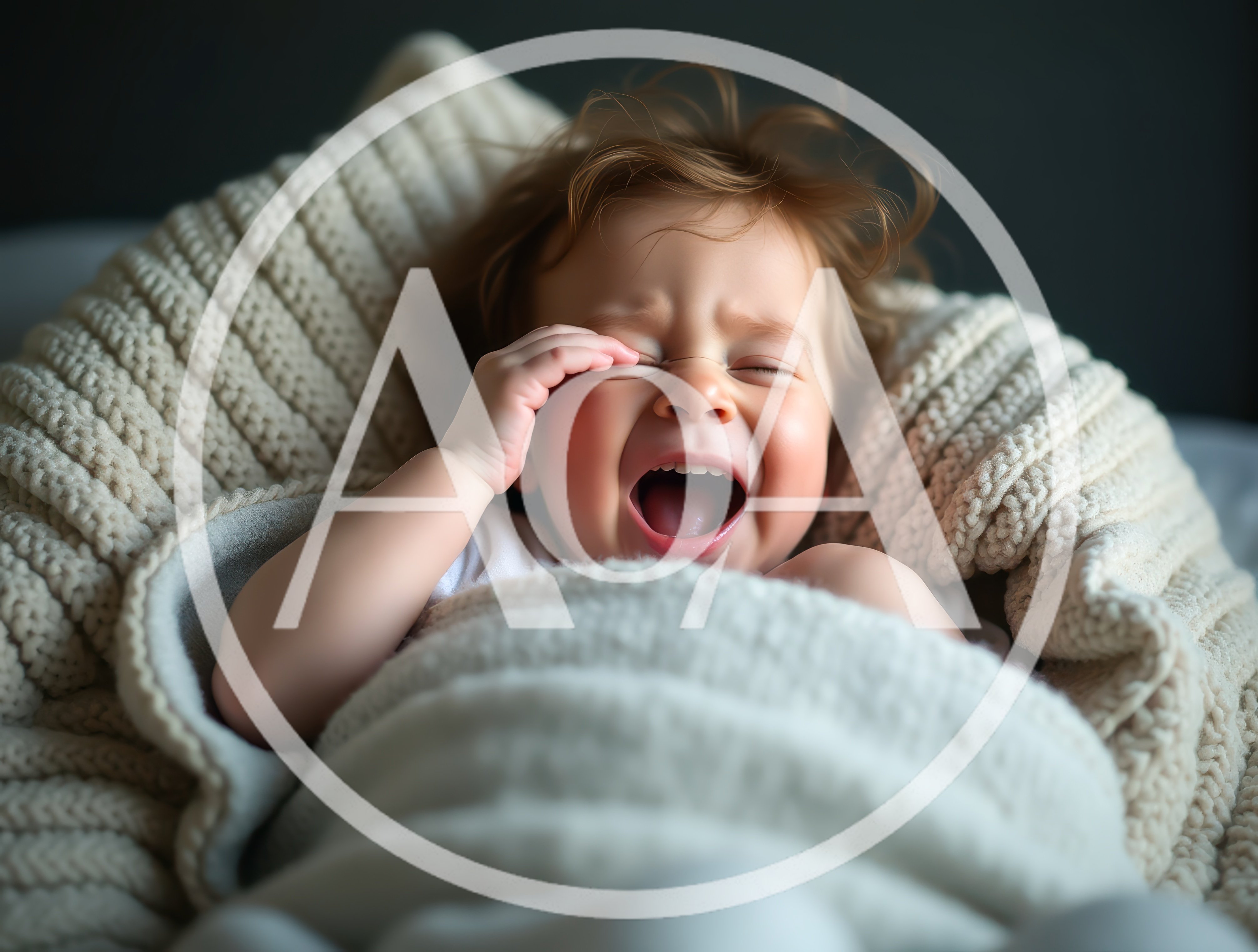 Crying Baby Waking Up In A Cozy Blanket