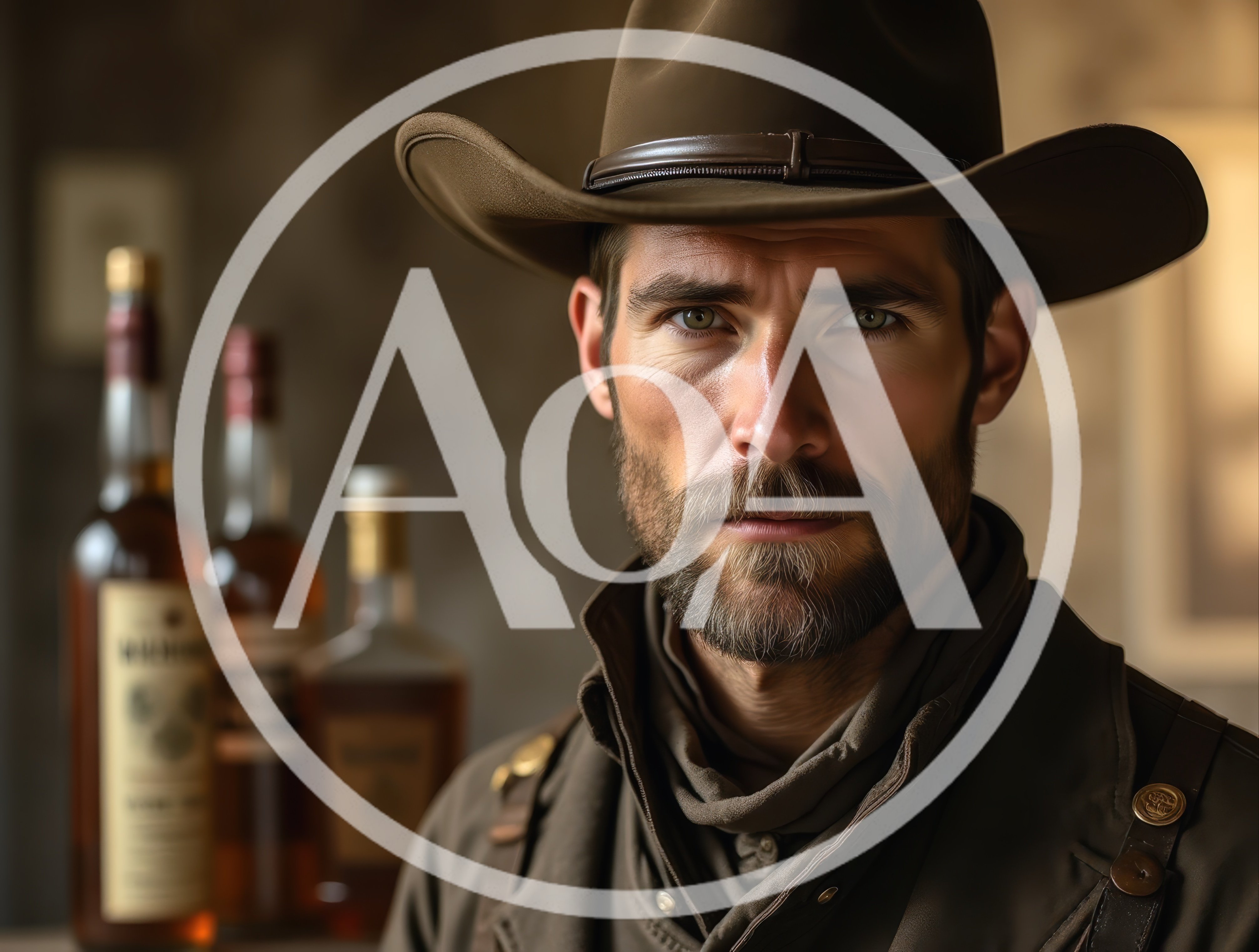 Portrait Of A Rugged Cowboy In A Saloon