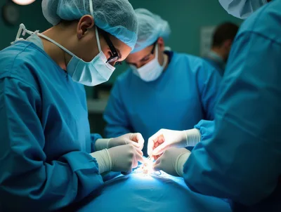 Surgical Team Performing Operation In Hospital Operating Room