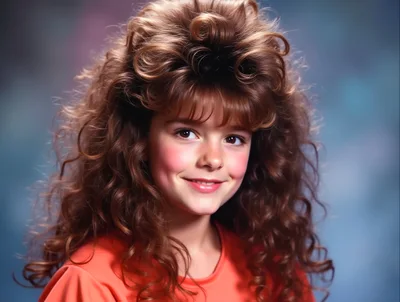 Portrait Of A Young Girl With Big Curly Hair