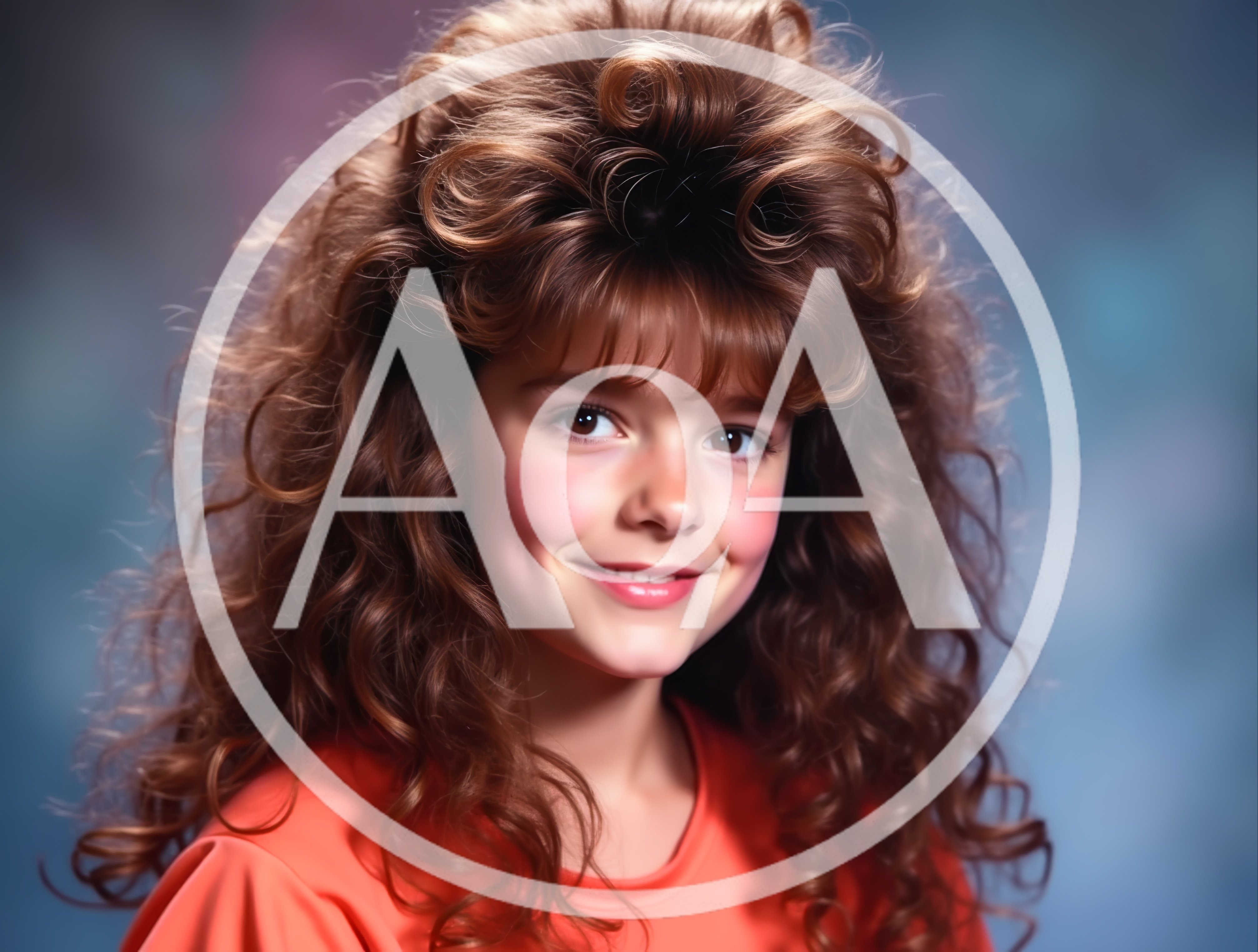 Portrait Of A Young Girl With Big Curly Hair