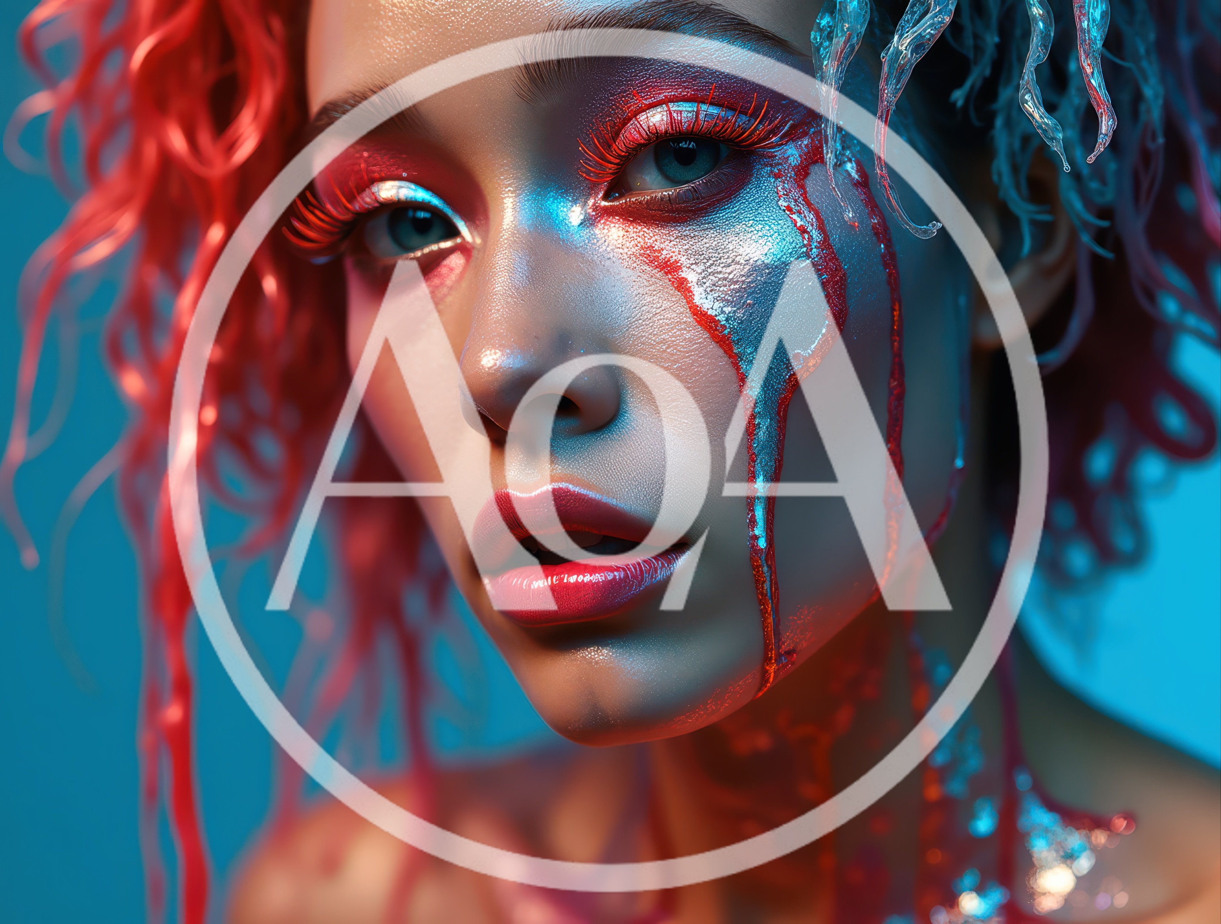 Portrait Of A Woman With Artistic Neon Makeup